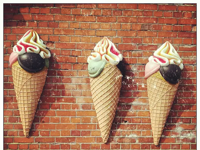 In this image, there are ice creams on the wall.